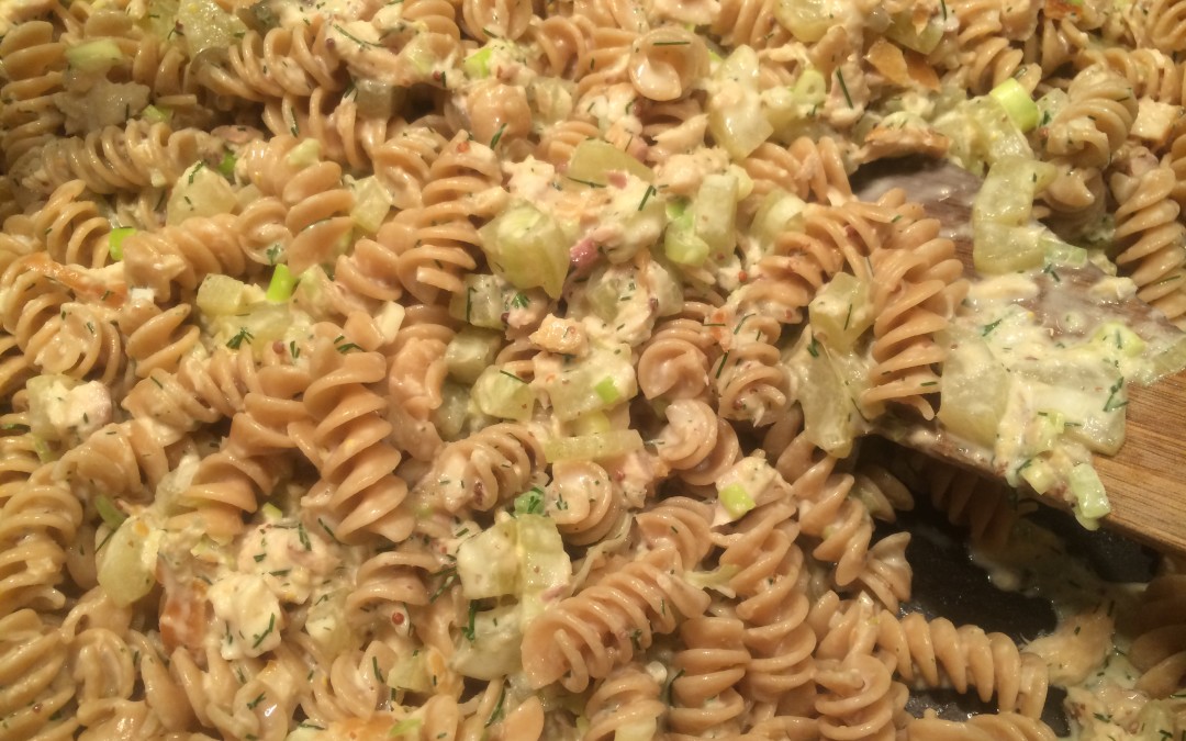 Whole Wheat Pasta with Cucumber and Smoked Trout